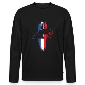 Cavalier Cheval & Western | Équitation Western - T-shirt manches longues Premium bio Homme - noir - Devant - Nico (187cm)