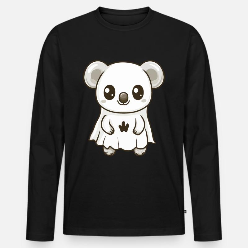 Koala Halloween Lustig Geist - Männer Premium Bio Langarmshirt - Schwarz