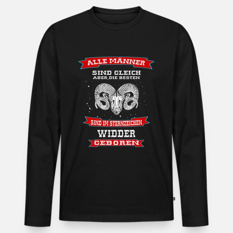 Sternzeichen Widder Design - Männer Premium Bio Langarmshirt - Schwarz