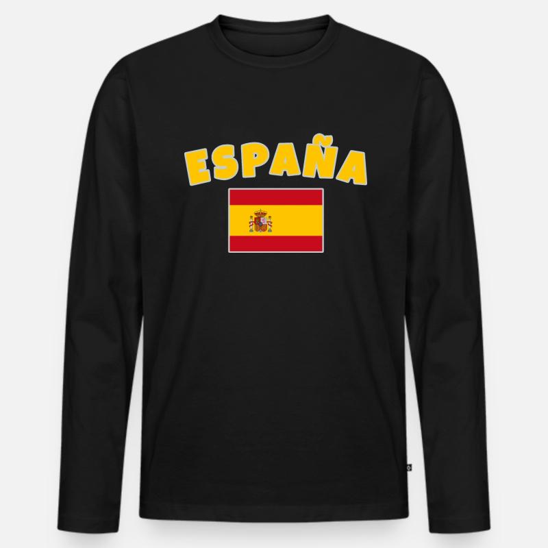Spanien - Männer Premium Bio Langarmshirt - Schwarz