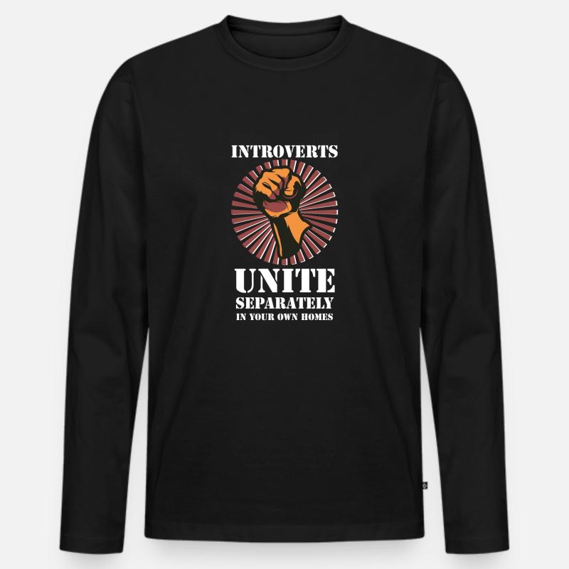 Introvert schuechtern - Männer Premium Bio Langarmshirt - Schwarz