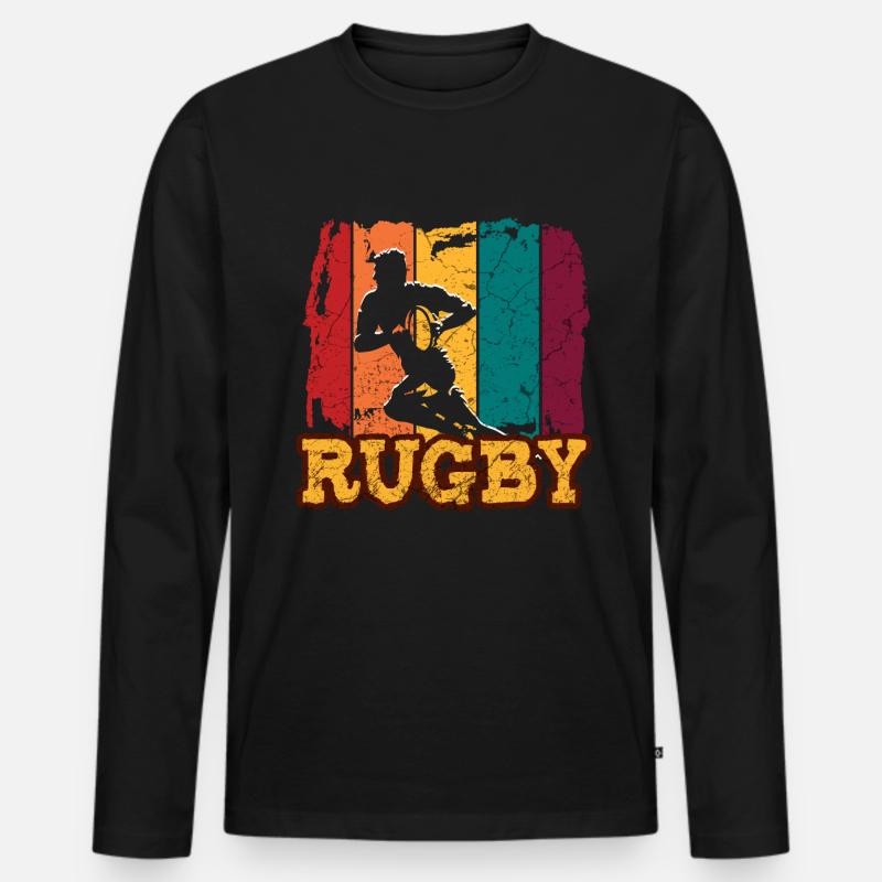 Rugby - Männer Premium Bio Langarmshirt - Schwarz