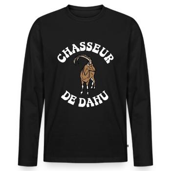 chasseur de dahu - T-shirt manches longues Premium bio Homme - noir - Devant - Nico (187cm)