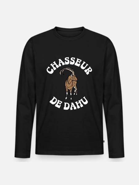 chasseur de dahu - T-shirt manches longues Premium bio Homme - noir