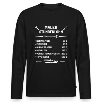 Maler Stundenlohn - Männer Premium Bio Langarmshirt - Schwarz - Vorne - Nico (187cm)