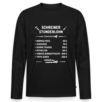 Schreiner Stundenlohn - Männer Premium Bio Langarmshirt - Schwarz - Vorne - Nico (187cm)