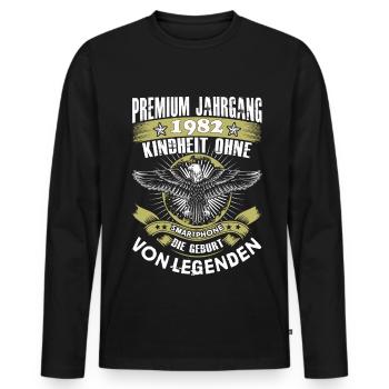 Jahrgang 1982 - Männer Premium Bio Langarmshirt - Schwarz - Vorne - Nico (187cm)