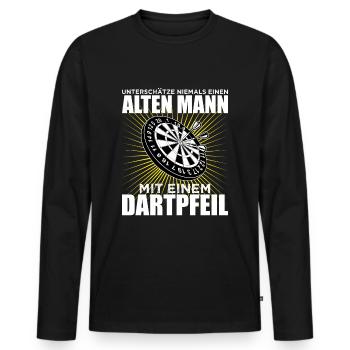 Darts Dartboard Dart | Geschenkidee Opa Rentner - Männer Premium Bio Langarmshirt - Schwarz - Vorne - Nico (187cm)