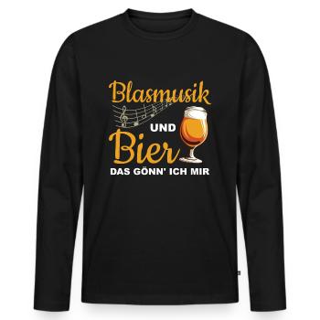 Musique en laiton et bière - T-shirt manches longues Premium bio Homme - noir - Devant - Nico (187cm)