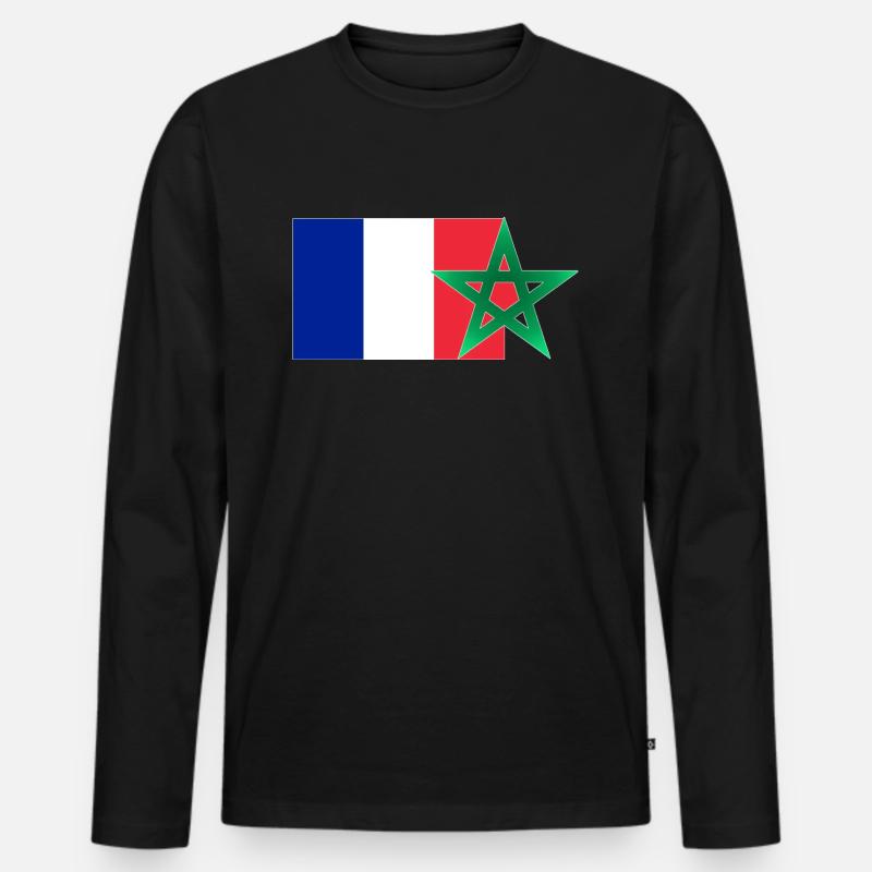 Marokko & Frankreich - Männer Premium Bio Langarmshirt - Schwarz
