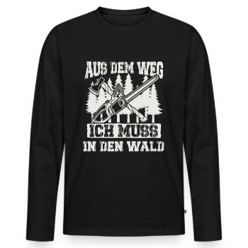 Aus dem Weg ich muss in den Wald - Männer Premium Bio Langarmshirt - Schwarz - Vorne - Nico (187cm)