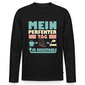 Eisenbahn Rentner Opa - Ruhestand Spruch - Männer Premium Bio Langarmshirt - Schwarz - Vorne - Nico (187cm)