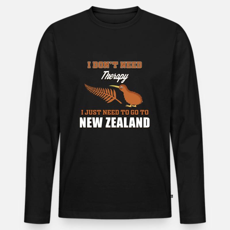 Neuseeland - Männer Premium Bio Langarmshirt - Schwarz