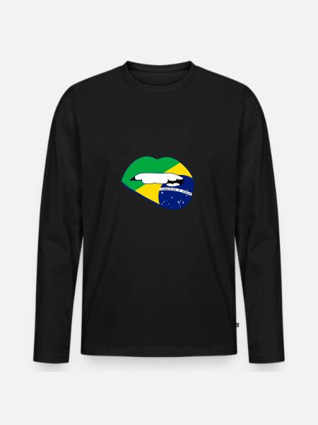 Brasilien - Männer Premium Bio Langarmshirt - Schwarz