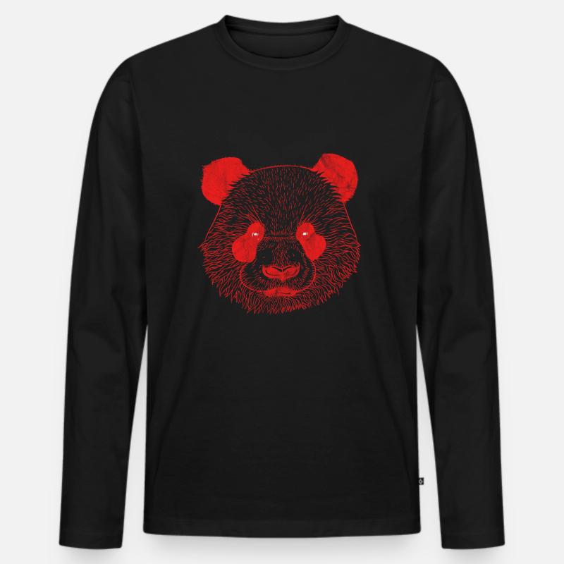 Panda - Männer Premium Bio Langarmshirt - Schwarz