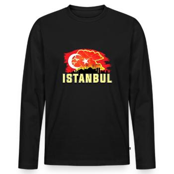 Istanbul - Men's Premium Organic Long Sleeve Shirt - black - Front - Nico (187cm)