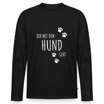 C'EST AVEC LE CHIEN - T-shirt manches longues Premium bio Homme - noir - Devant - Nico (187cm)