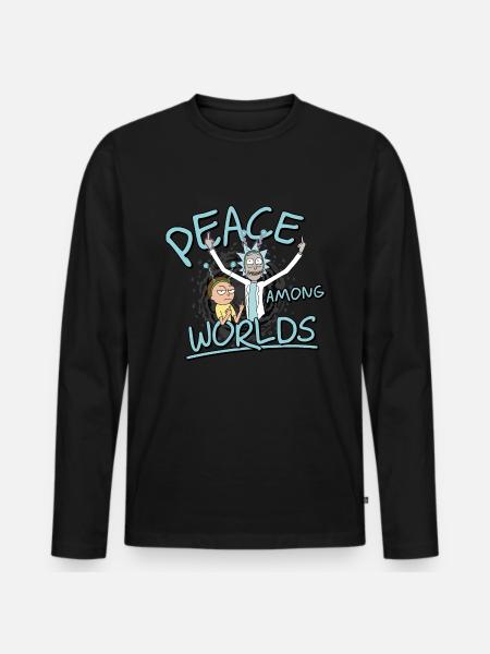 Rick & Morty Peace Among Worlds - Men's Premium Organic Long Sleeve Shirt - black