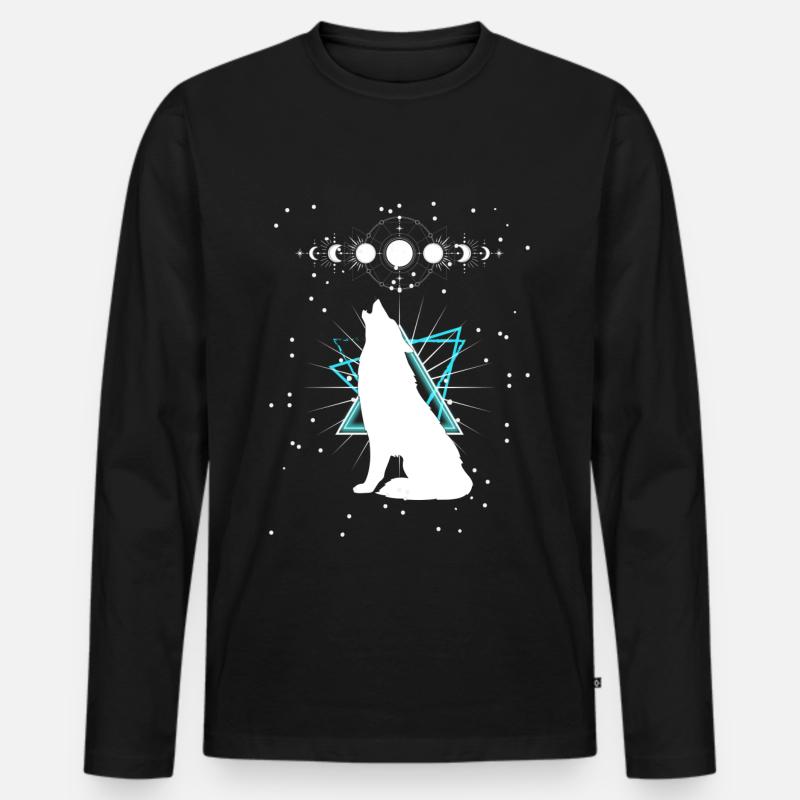 Sternen Wolf - Männer Premium Bio Langarmshirt - Schwarz