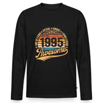 1995 Anniversaire Retro Gift né Année 1995 - T-shirt manches longues Premium bio Homme - noir - Devant - Nico (187cm)