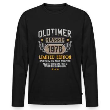 Birthday 1976 Classic Limited Edition 1976 - Men's Premium Organic Long Sleeve Shirt - black - Front - Nico (187cm)