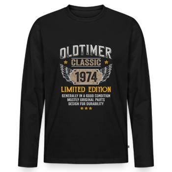 Birthday 1974 Classic Limited Edition 1974 - Men's Premium Organic Long Sleeve Shirt - black - Front - Nico (187cm)