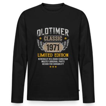Birthday 1971 Classic Limited Edition 1971 - Men's Premium Organic Long Sleeve Shirt - black - Front - Nico (187cm)