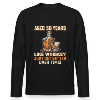 50. Geburtstag Whiskey, Scotch Spruch Geschenkidee - Männer Premium Bio Langarmshirt - Schwarz - Vorne - Nico (187cm)