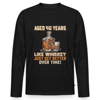 40. Geburtstag Whiskey, Scotch Spruch Geschenkidee - Männer Premium Bio Langarmshirt - Schwarz - Vorne - Nico (187cm)