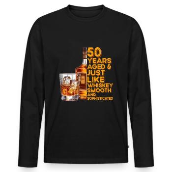 50. Geburtstag Whiskey, Scotch Spruch Geschenkidee - Männer Premium Bio Langarmshirt - Schwarz - Vorne - Nico (187cm)