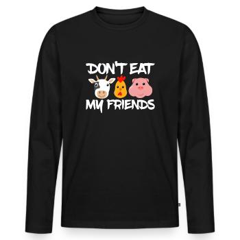 Vegan Vegetarierin Vegetarier Tierschutz Tiere - Männer Premium Bio Langarmshirt - Schwarz - Vorne - Nico (187cm)