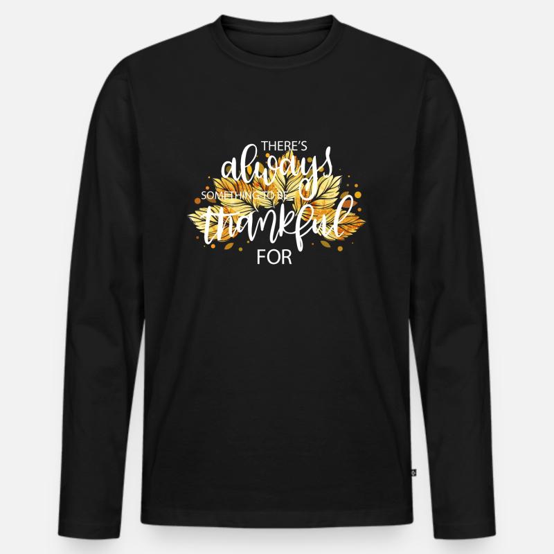 Erntedank Ernte Herbst Laub Dankbar - Männer Premium Bio Langarmshirt - Schwarz