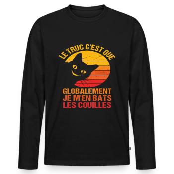 Globalement je m' en bats les couilles humour - T-shirt manches longues Premium bio Homme - noir - Devant - Nico (187cm)
