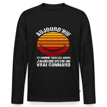 J' ai décidé d' être un vrai connard humour rétro - T-shirt manches longues Premium bio Homme - noir - Devant - Nico (187cm)