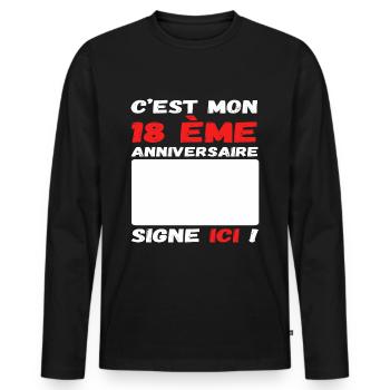 C' est mon 18 ème anniversaire livre d' or cadeau - T-shirt manches longues Premium bio Homme - noir - Devant - Nico (187cm)