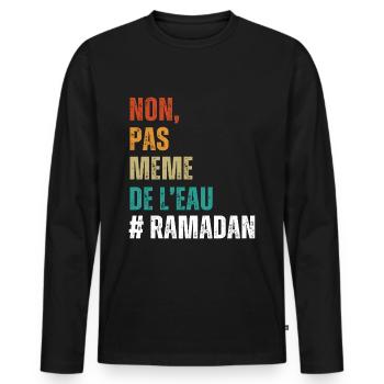Non pas même de l' eau humour ramadan cadeau islam - T-shirt manches longues Premium bio Homme - noir - Devant - Nico (187cm)