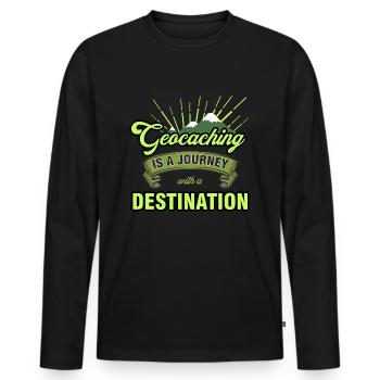 geocaching - Männer Premium Bio Langarmshirt - Schwarz - Vorne - Nico (187cm)