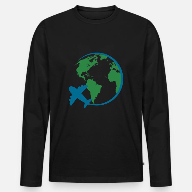 Weltreise - Männer Premium Bio Langarmshirt - Schwarz