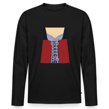 Dirndl Tracht - Männer Premium Bio Langarmshirt - Schwarz - Vorne - Nico (187cm)