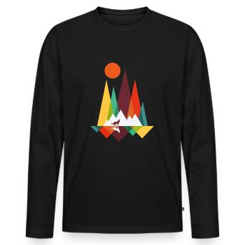 Natur - Männer Premium Bio Langarmshirt - Schwarz - Vorne - Nico (187cm)