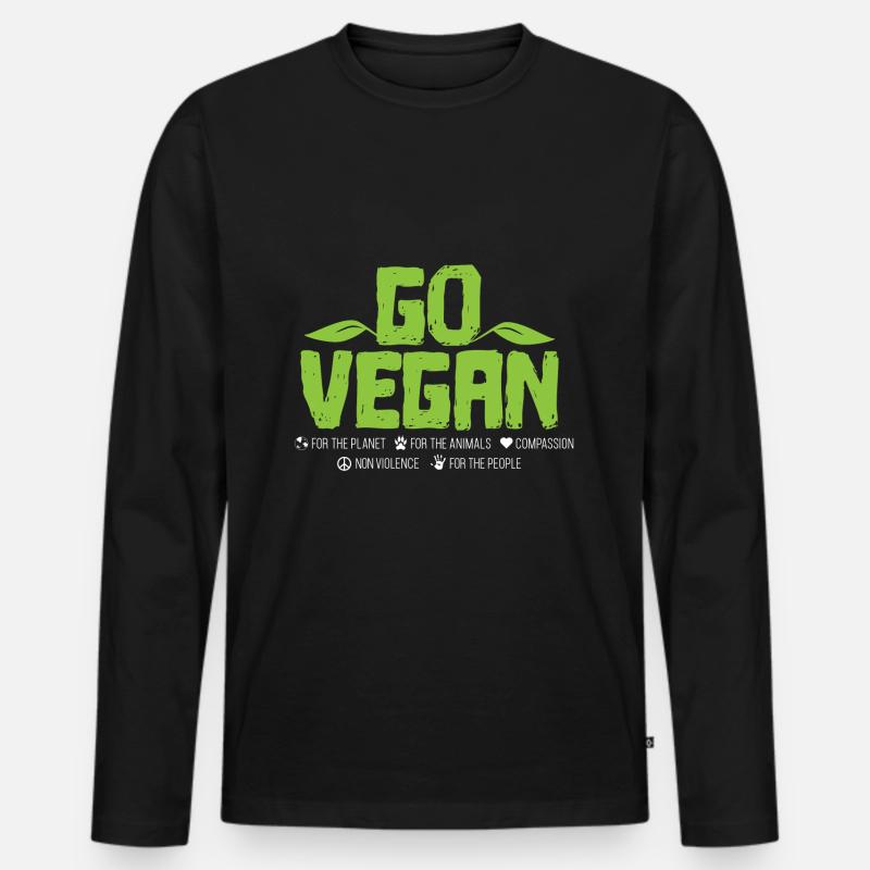 Vegan - Männer Premium Bio Langarmshirt - Schwarz