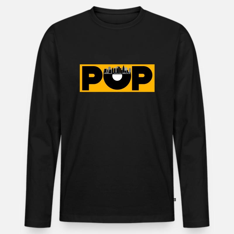 Pop Musik - Männer Premium Bio Langarmshirt - Schwarz