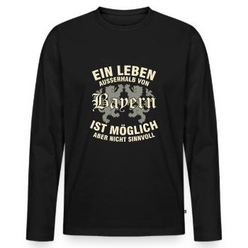 Bavière - T-shirt manches longues Premium bio Homme - noir - Devant - Nico (187cm)