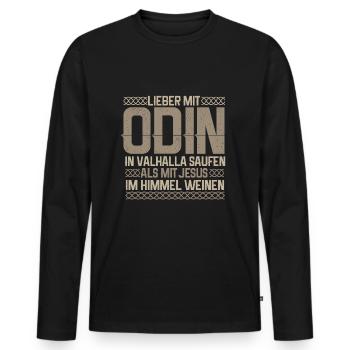 Odin - Männer Premium Bio Langarmshirt - Schwarz - Vorne - Nico (187cm)