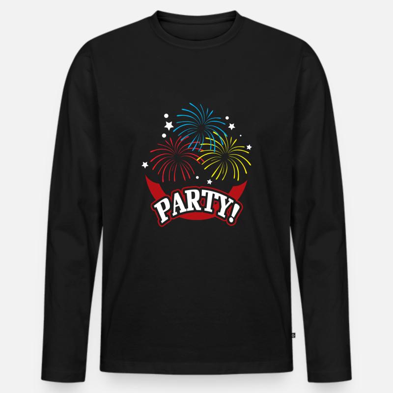 Party Silvester - Männer Premium Bio Langarmshirt - Schwarz