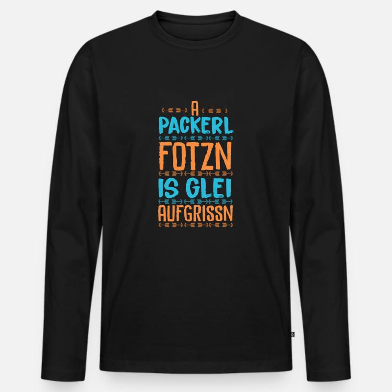 Bayrischer Spruch - Männer Premium Bio Langarmshirt - Schwarz