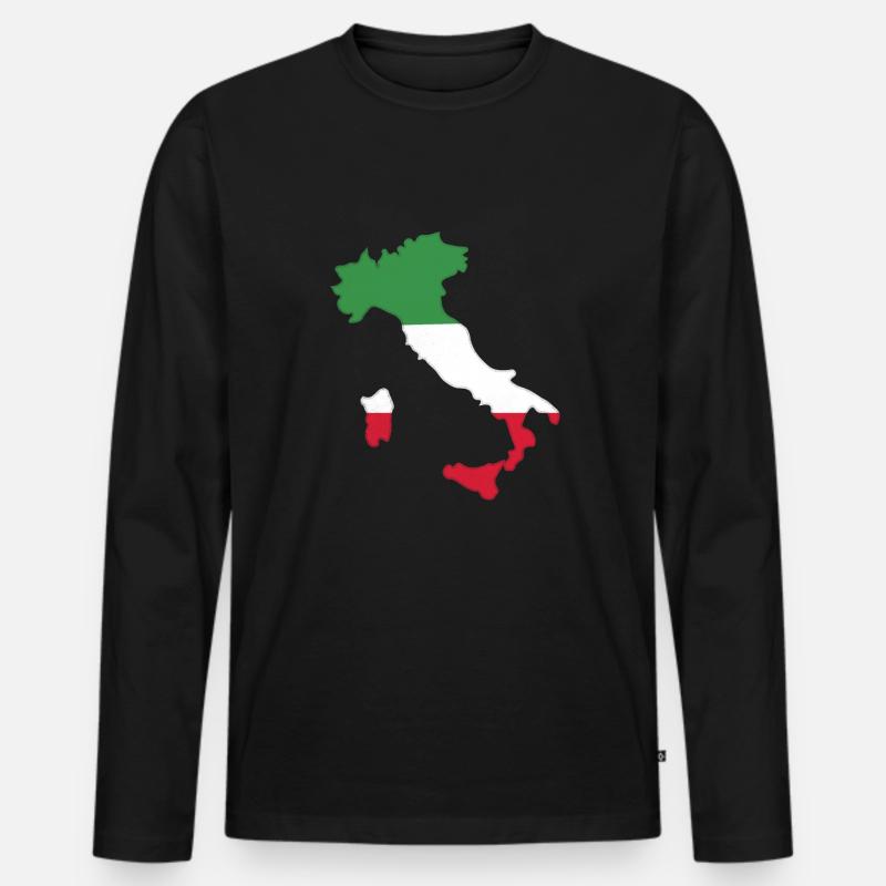 Italien - Männer Premium Bio Langarmshirt - Schwarz