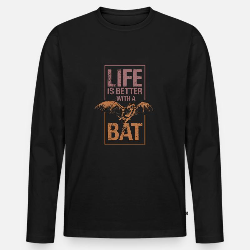 Fledermaus - Männer Premium Bio Langarmshirt - Schwarz