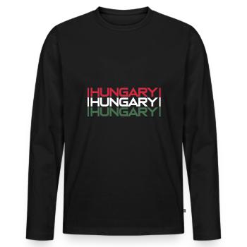 Hungary - Men's Premium Organic Long Sleeve Shirt - black - Front - Nico (187cm)