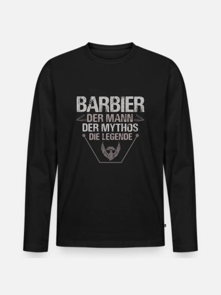 Barbier Barber - Männer Premium Bio Langarmshirt - Schwarz
